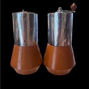 Vintage Silver and Brown Salt and Pepper Shakers